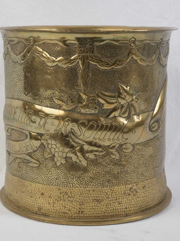 Distinctive hand-crafted brass vessel