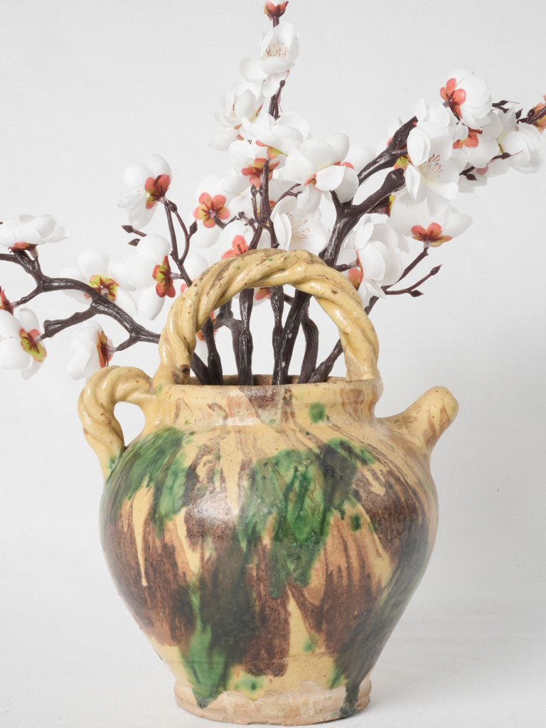 Mid-century green and brown terracotta