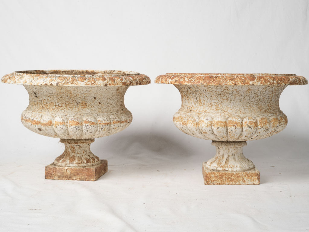 Weathered rustic iron outdoor planters