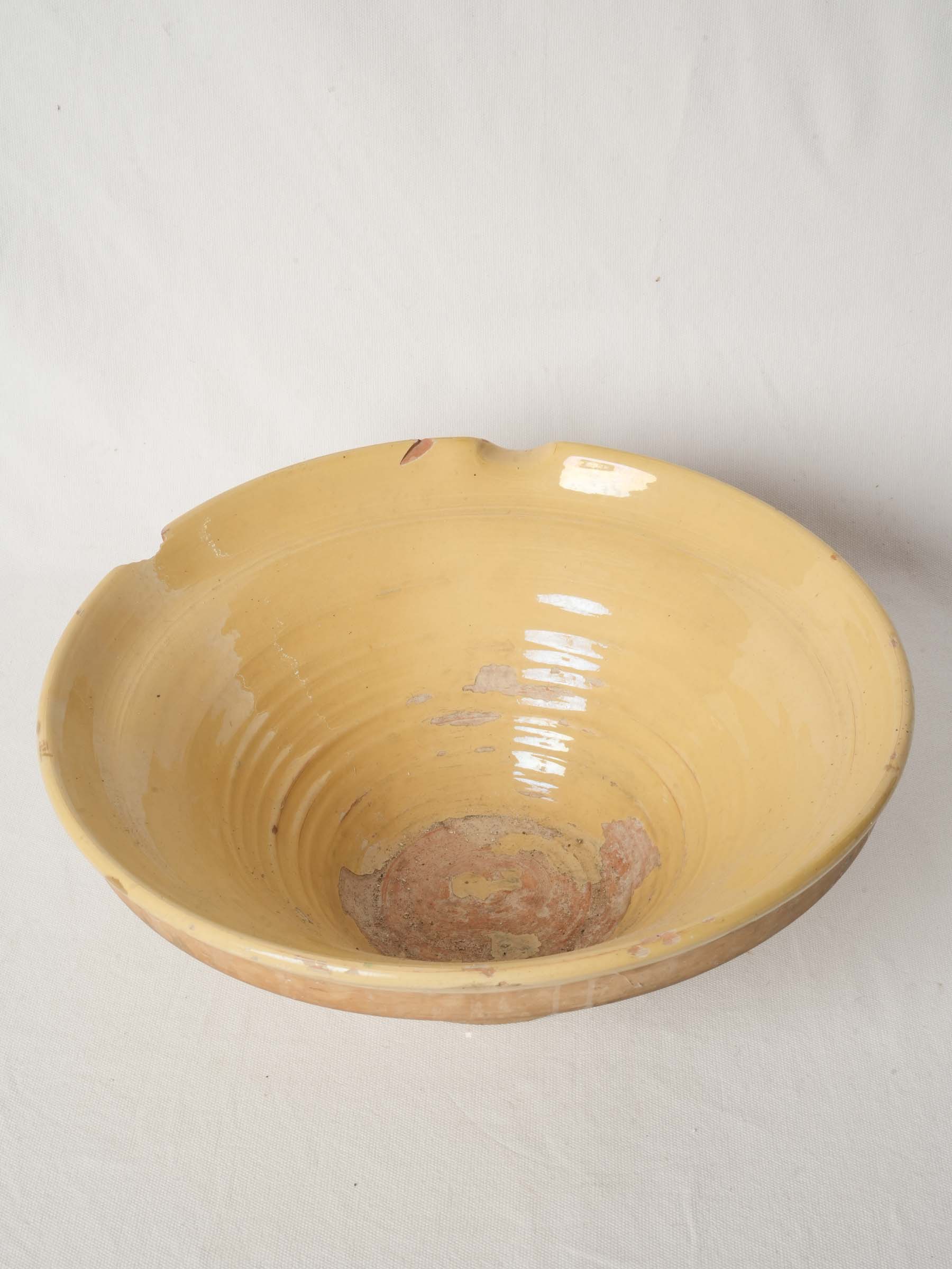 Large 19th Century French Terracotta Tian Bowl w/ Honey Glaze 16½"