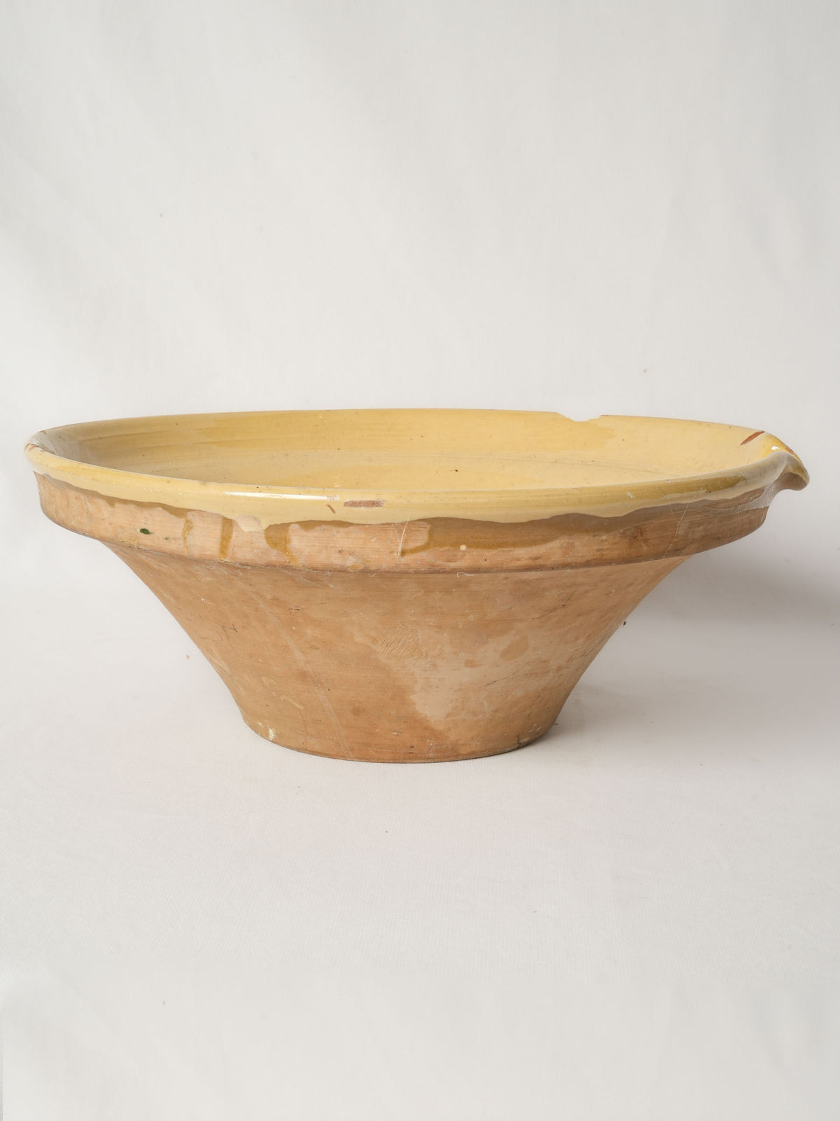 Large 19th Century French Terracotta Tian Bowl w/ Honey Glaze 16½"