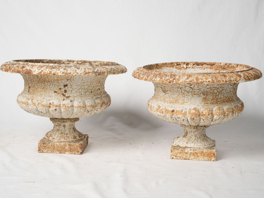 Ornamental vintage white finish planters