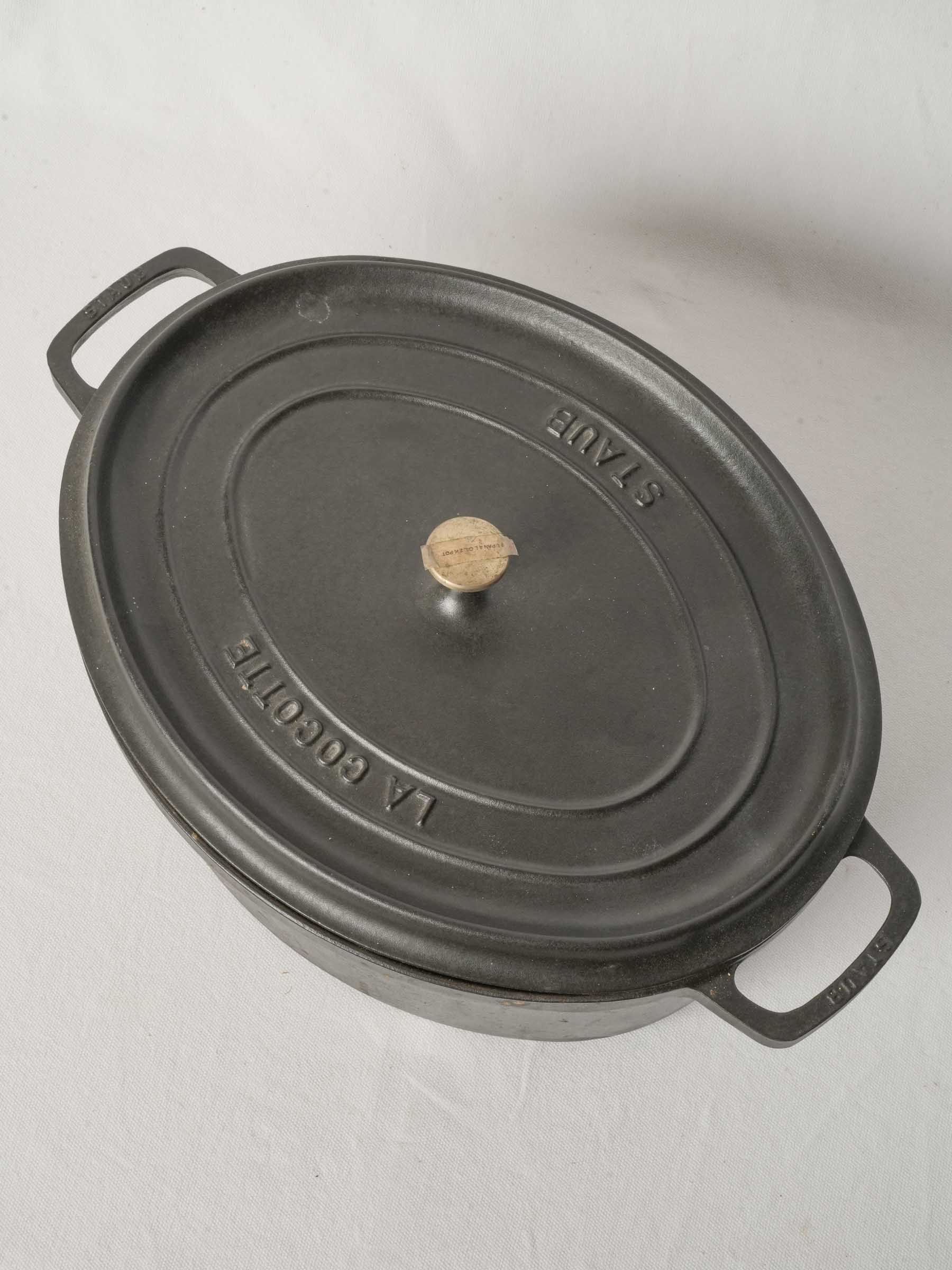 Vintage French Staub Cast Iron Dutch Oven Matte Black 19¾" x 13¾"