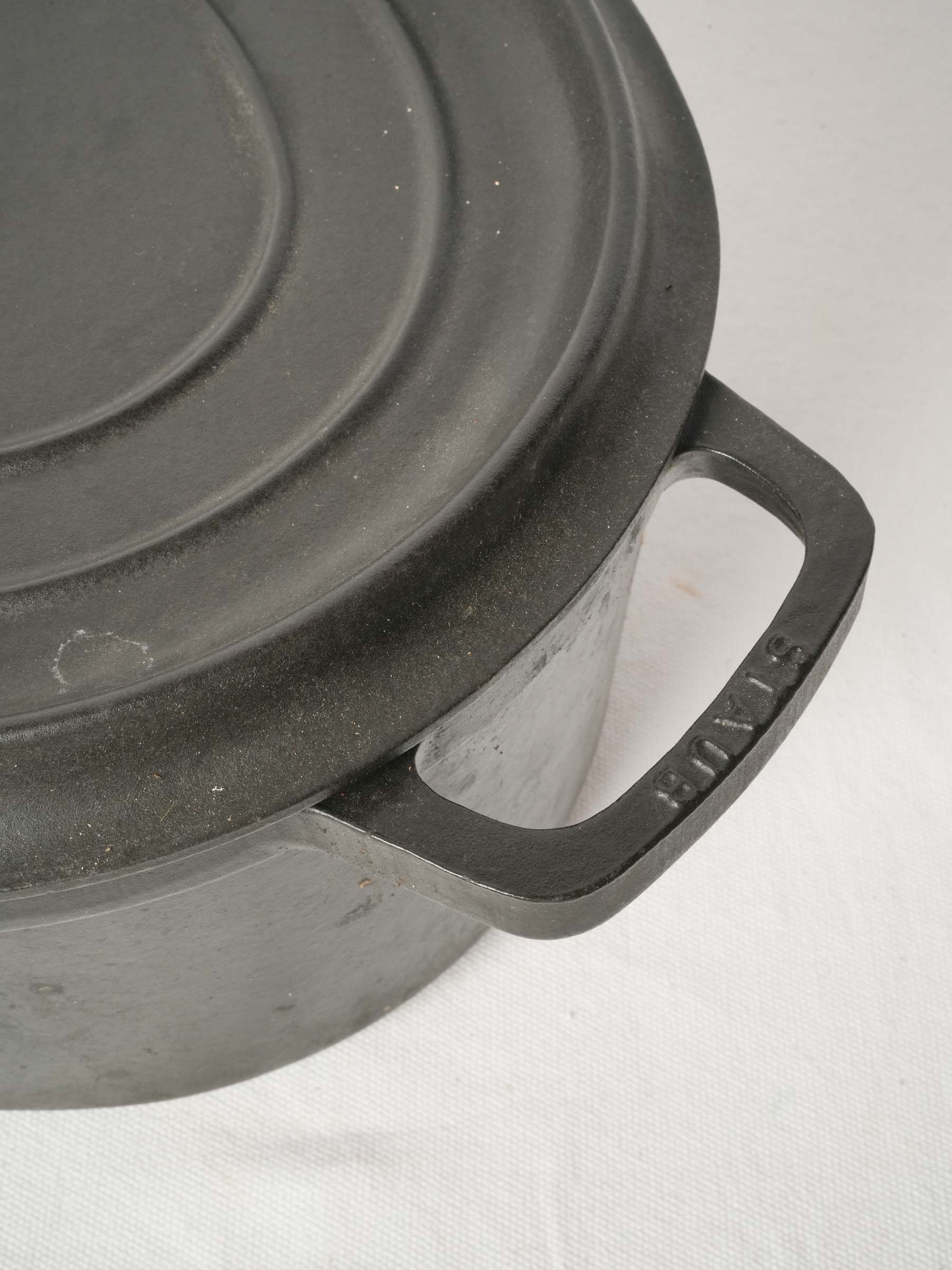 Vintage French Staub Cast Iron Dutch Oven Matte Black 19¾" x 13¾"