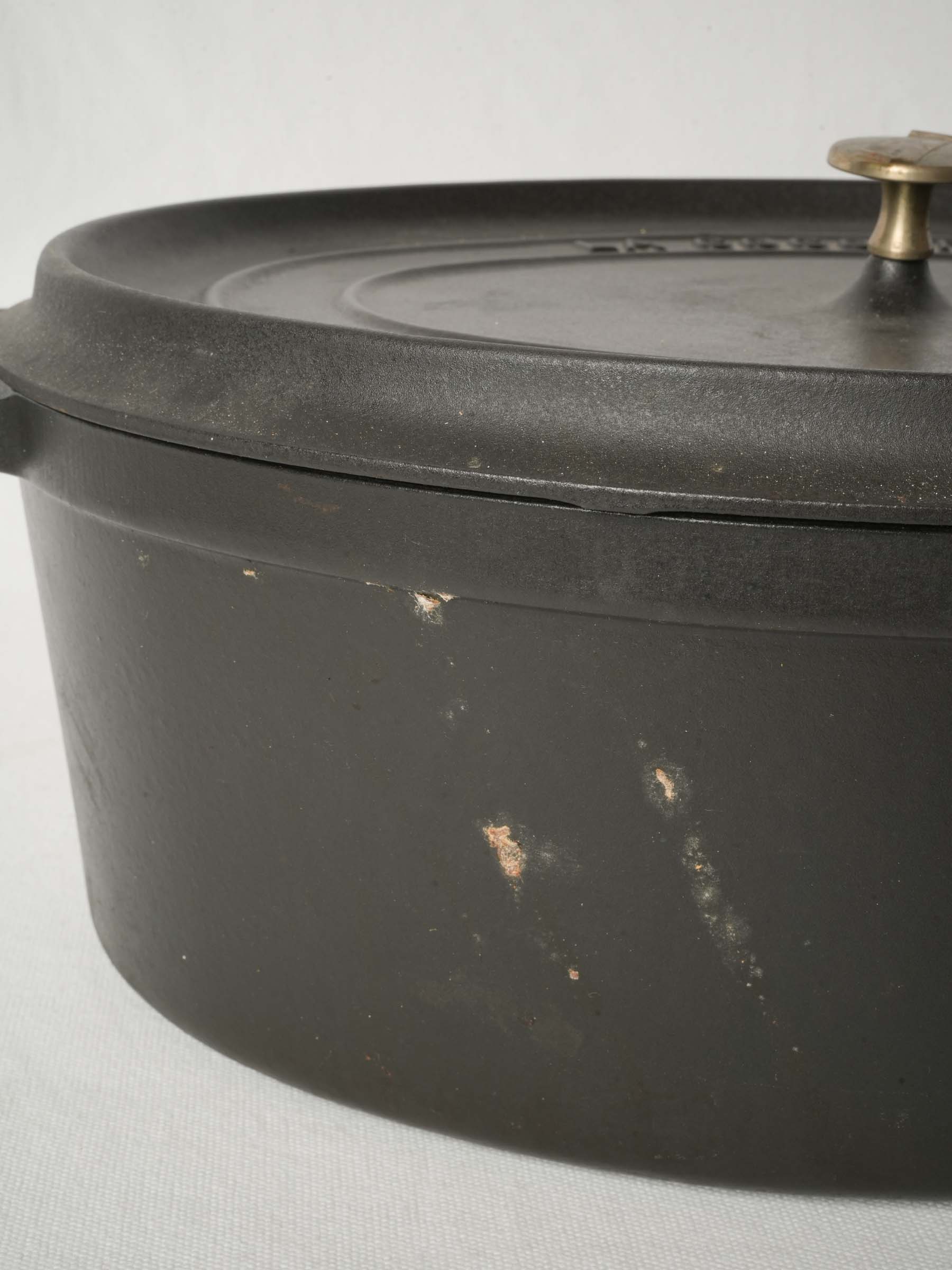 Vintage French Staub Cast Iron Dutch Oven Matte Black 19¾" x 13¾"