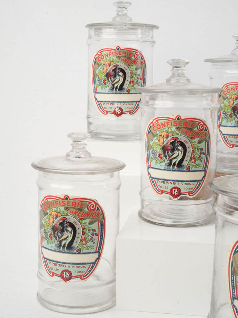 Authentic French glass confection jars