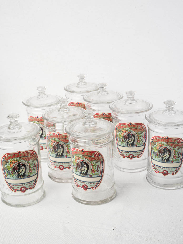 Polychrome labeled candy jar set