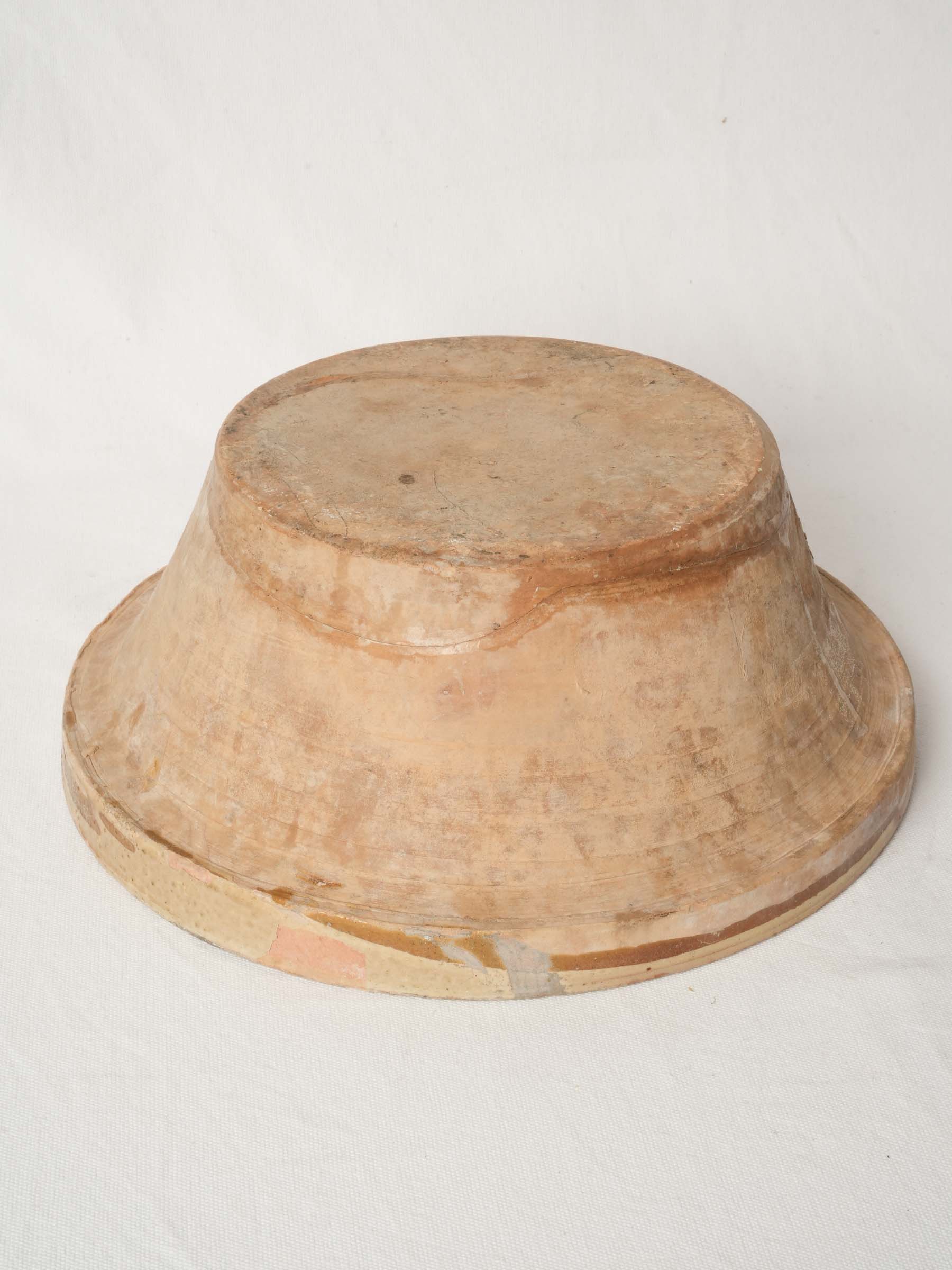 Large 19th Century French Terracotta Tian Bowl w/ Yellow Glaze - 15"