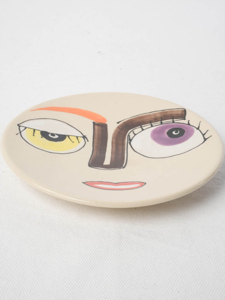 Hand-painted vibrant face ceramic plate