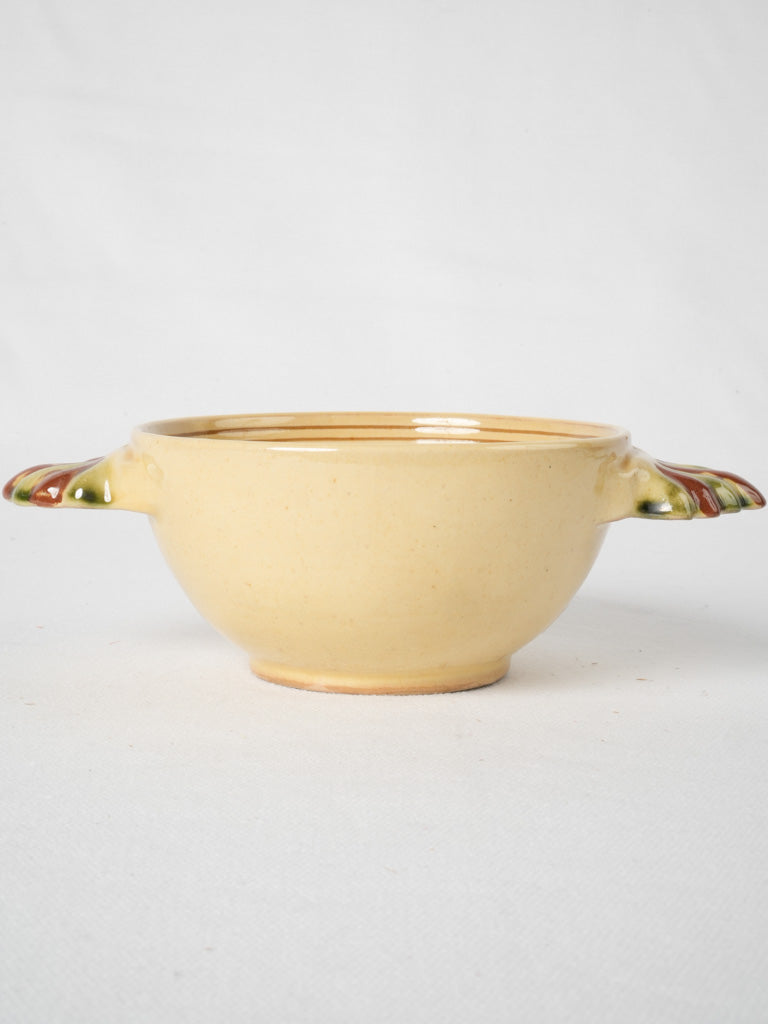 Mustard glazed floral soup bowl