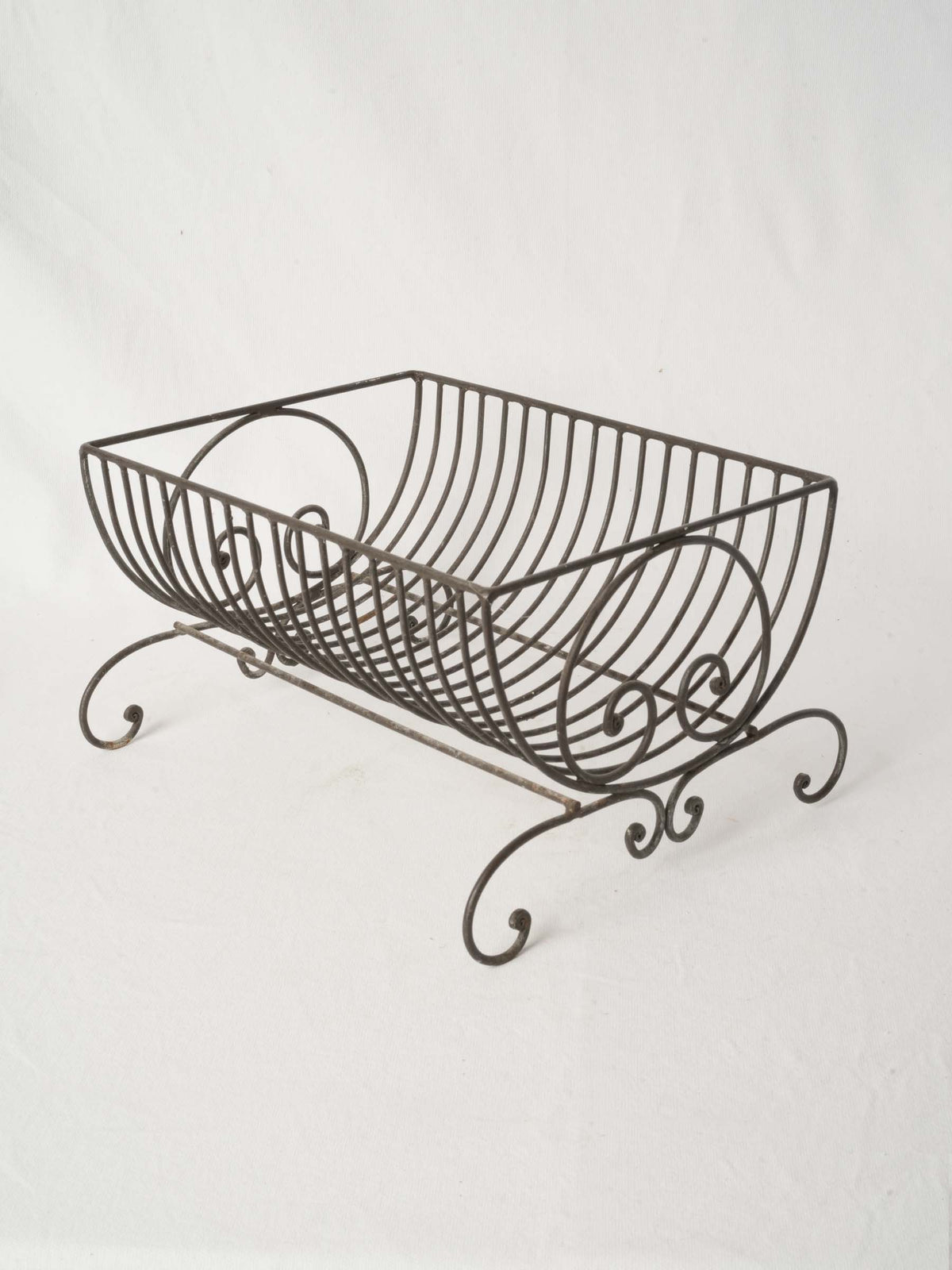 Semi-circular Vintage French Metal Dish Rack w/ Pretty Scrolls