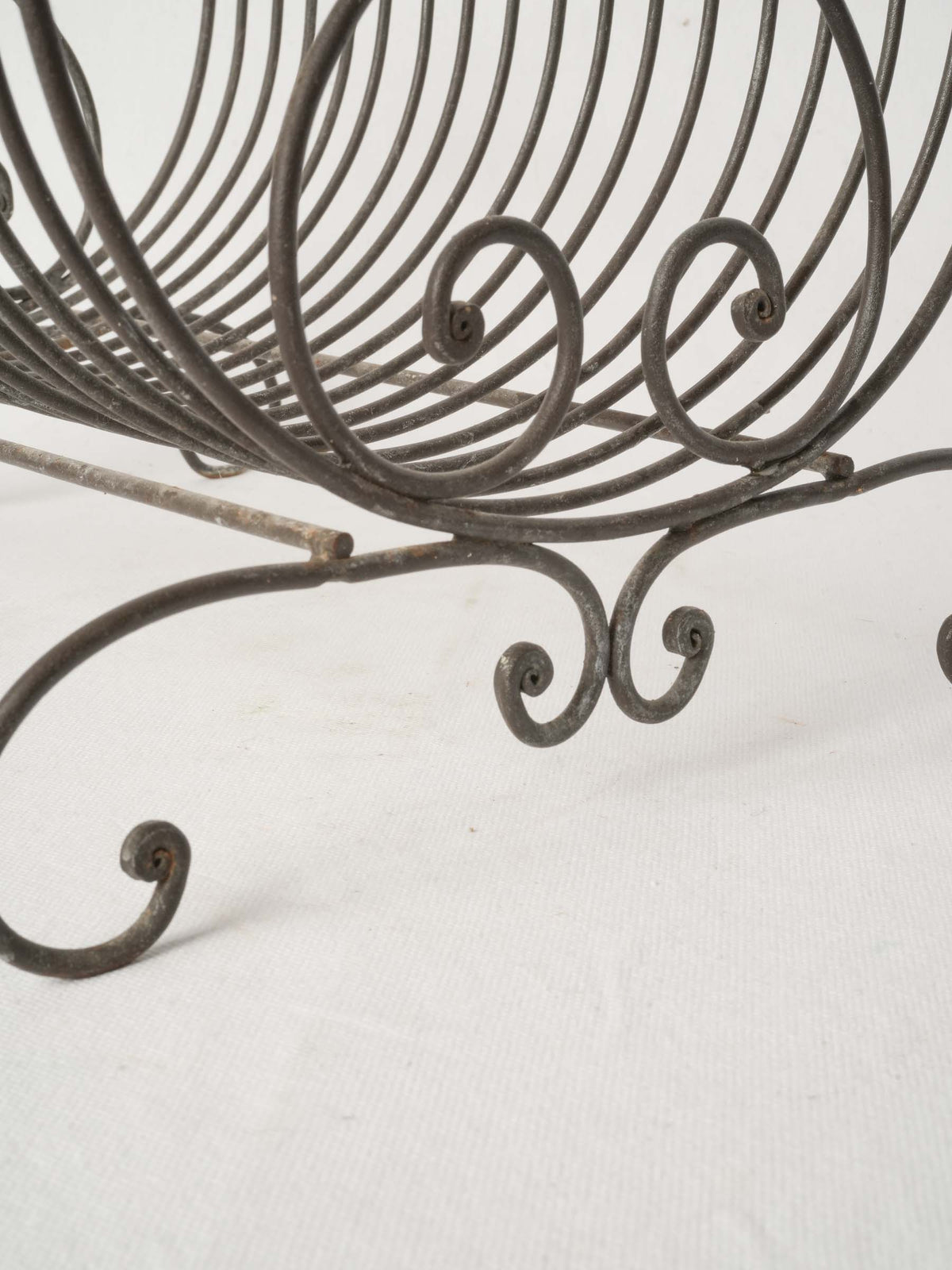 Semi-circular Vintage French Metal Dish Rack w/ Pretty Scrolls
