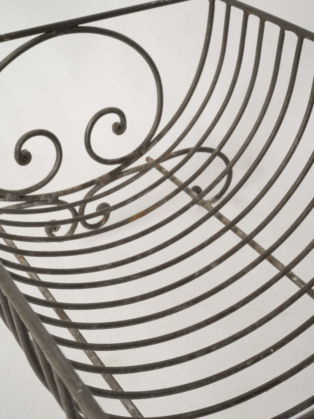 Semi-circular Vintage French Metal Dish Rack w/ Pretty Scrolls