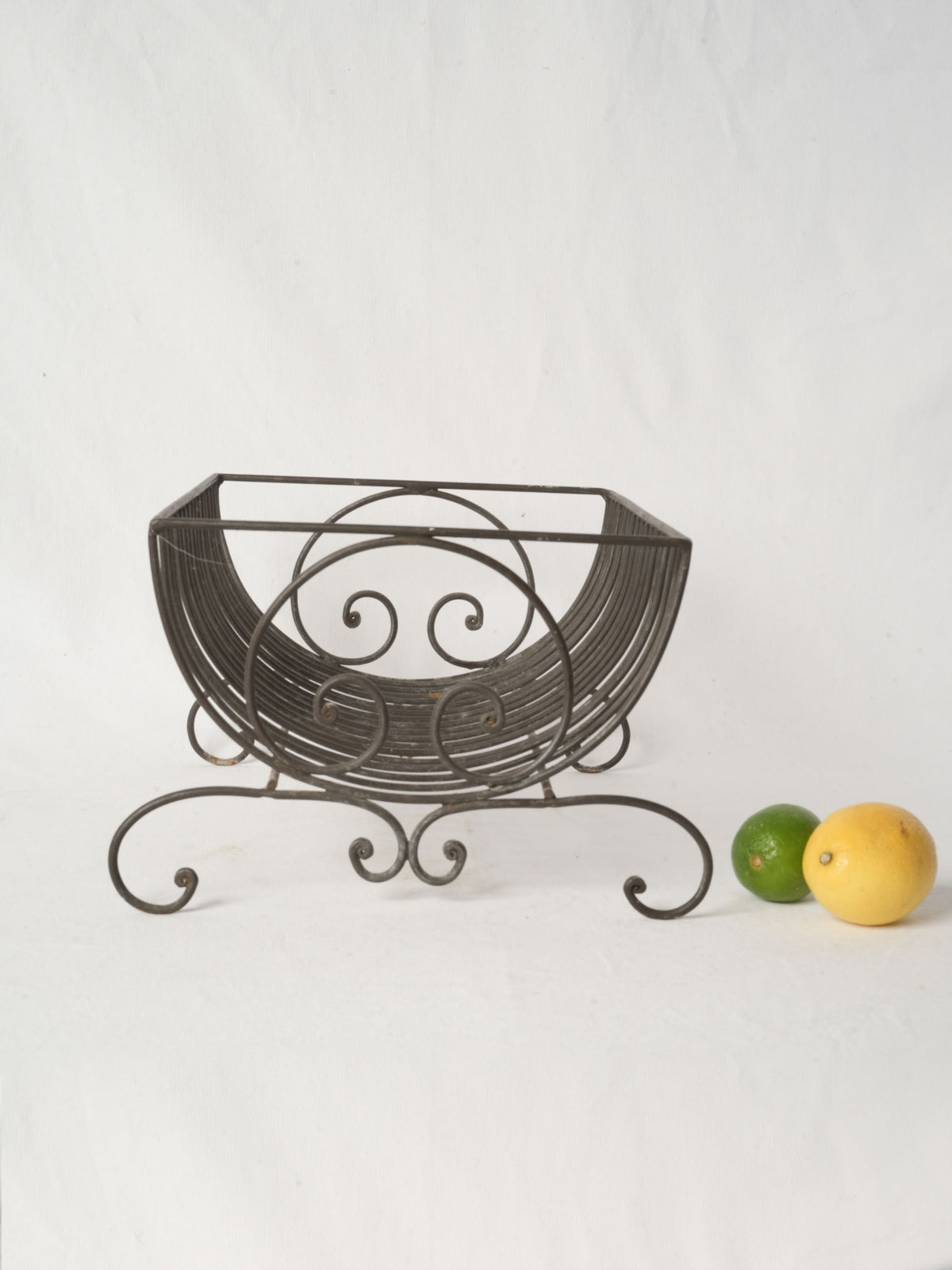 Semi-circular Vintage French Metal Dish Rack w/ Pretty Scrolls