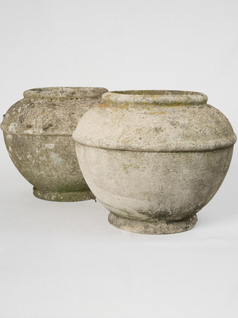 Vintage Round Garden Flower Pots Pair