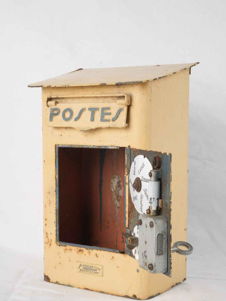 Antique French Postbox - Yellow 15"