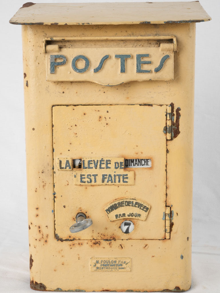 Antique French Postbox - Yellow 15"