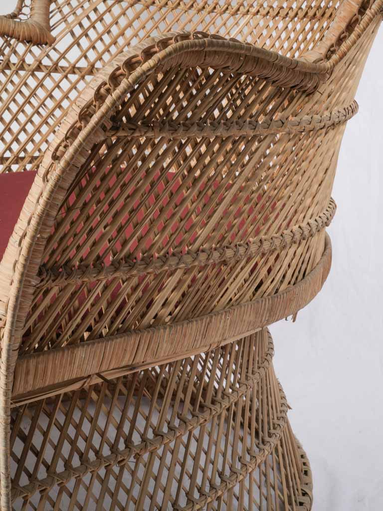 Sculptural open lattice weave sofa