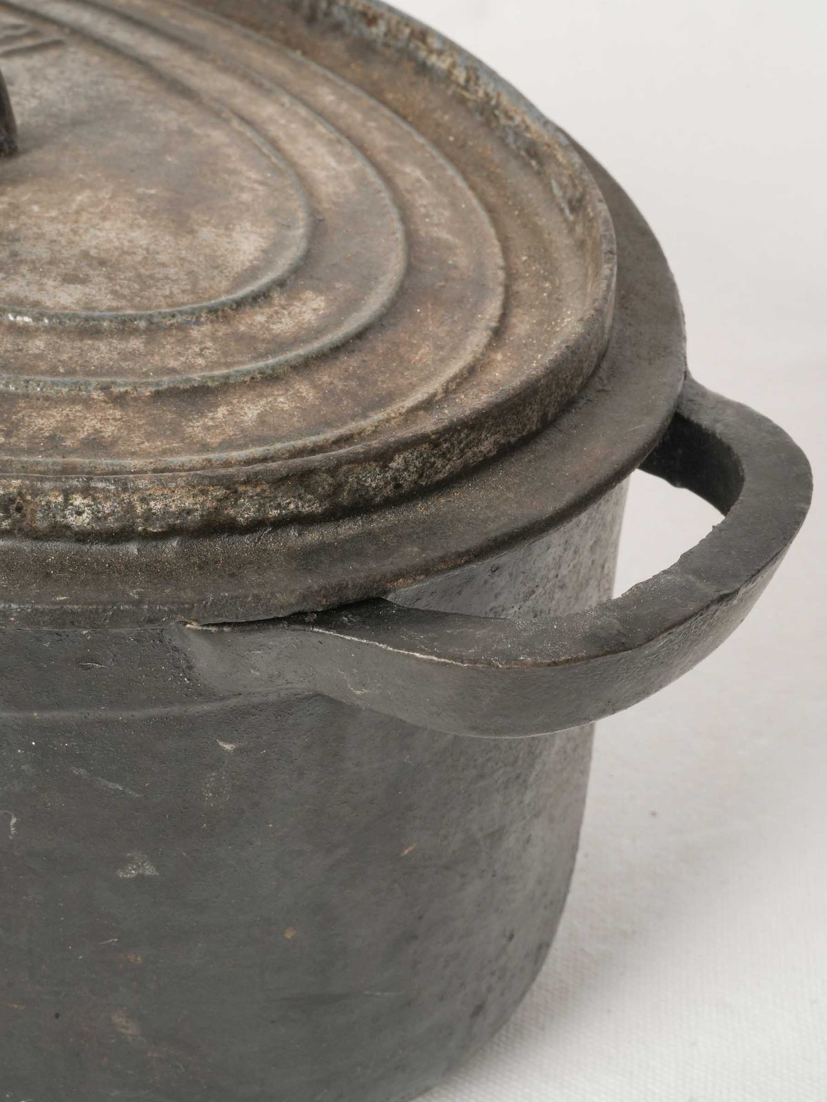 Antique French Cast Iron Lidded Casserole from Chanteduc 16½" x 10¼"
