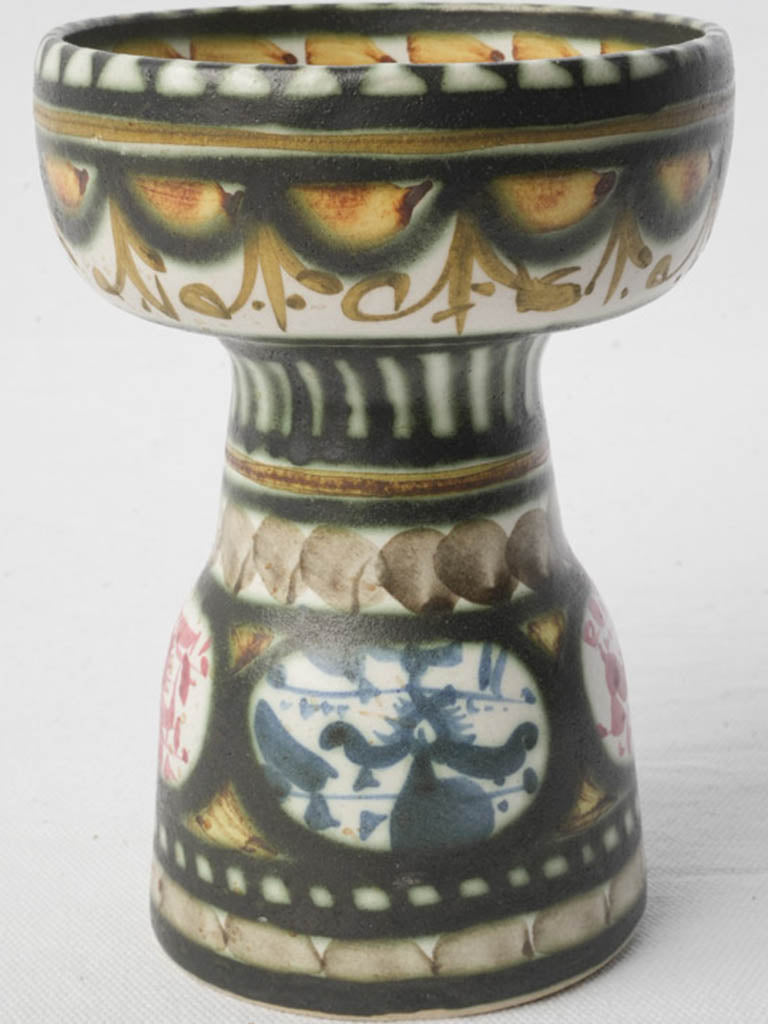 Sculptural folk-style ceramic candlestick
