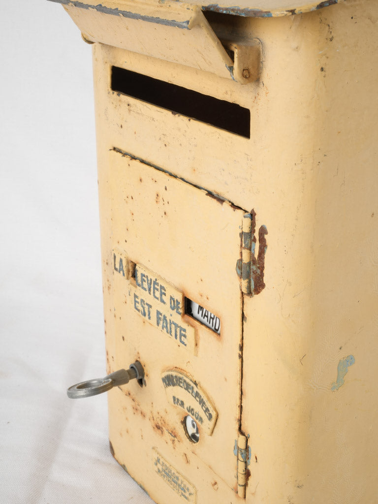 Antique French Postbox - Yellow 15"