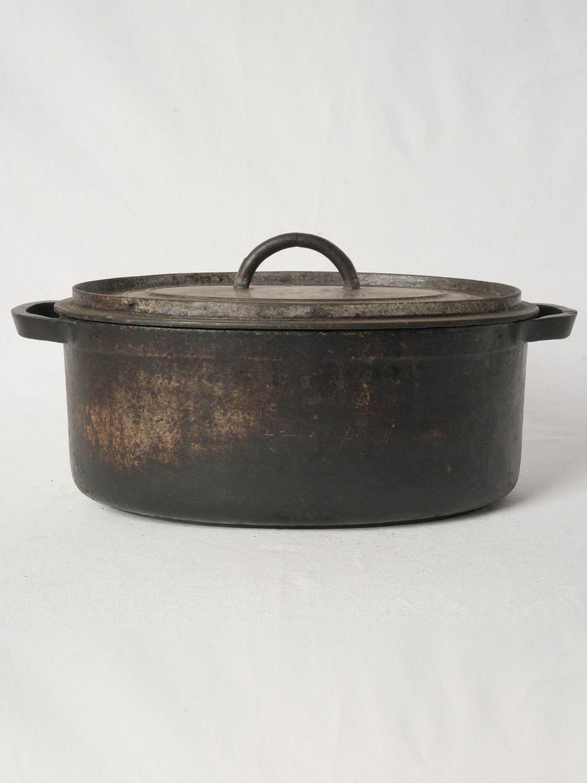 Antique French Cast Iron Lidded Casserole from Chanteduc 16½" x 10¼"