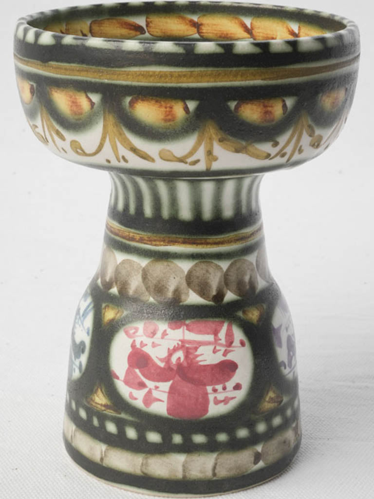 Colorful glazed ceramic candlestick collectible