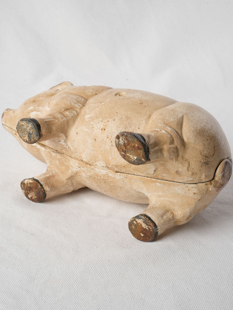 Early 20th-Century Cast Iron Piggy Bank w/ Glass Eyes - 10¾"
