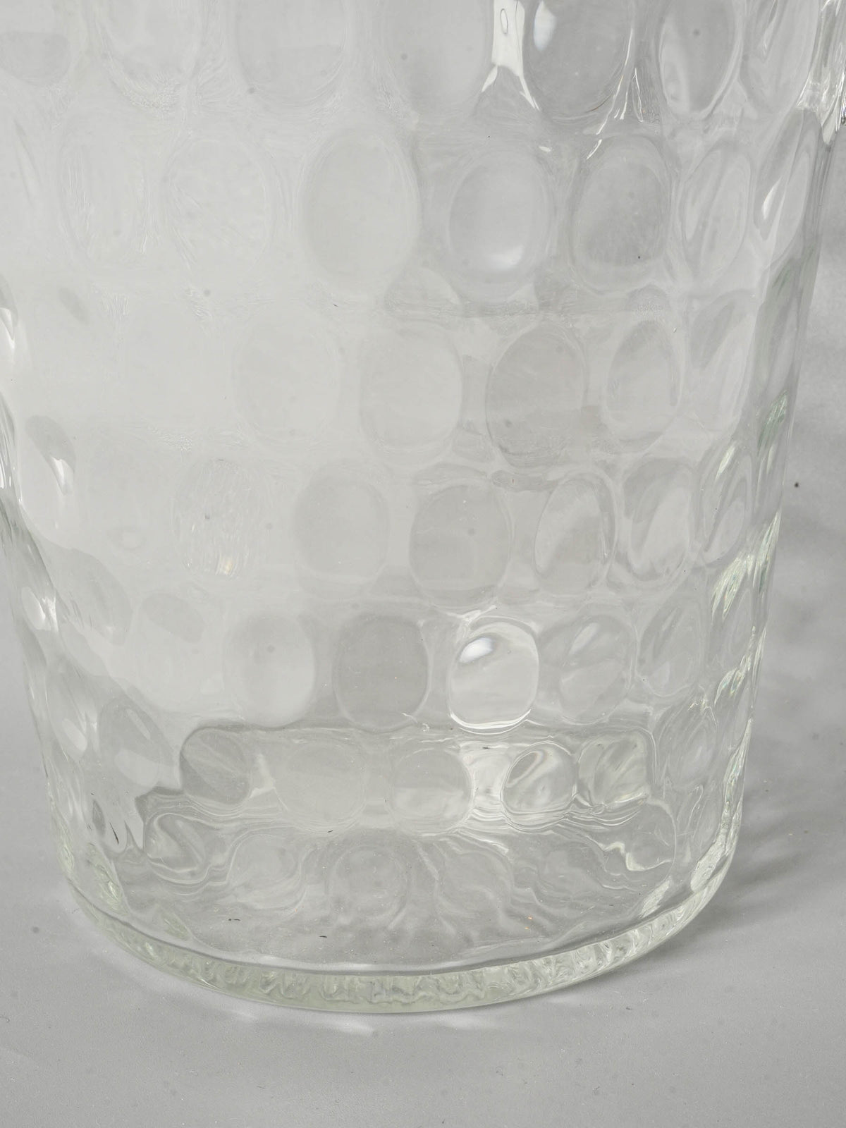 Small Vintage Glass Ice Bucket w/ Petite Handles & Dimpled Pattern