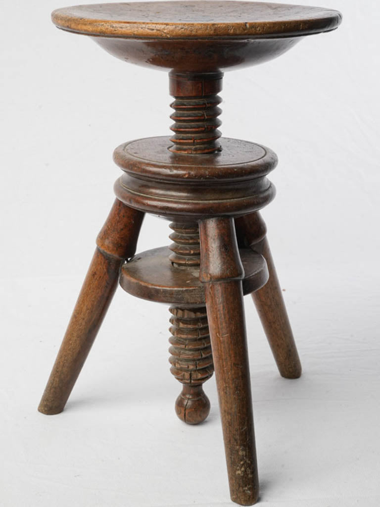 Antique walnut French workshop stool