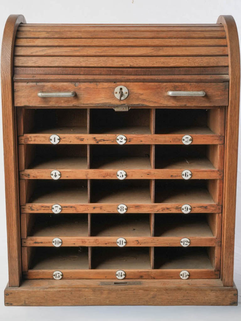 Honey-toned oak hotel cabinet
