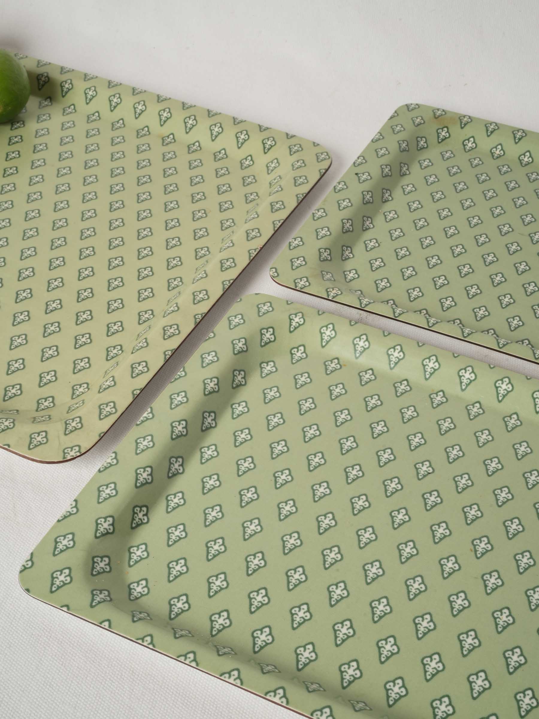 3 Vintage Sage Green Melamine Trays - Les Olivades Provence