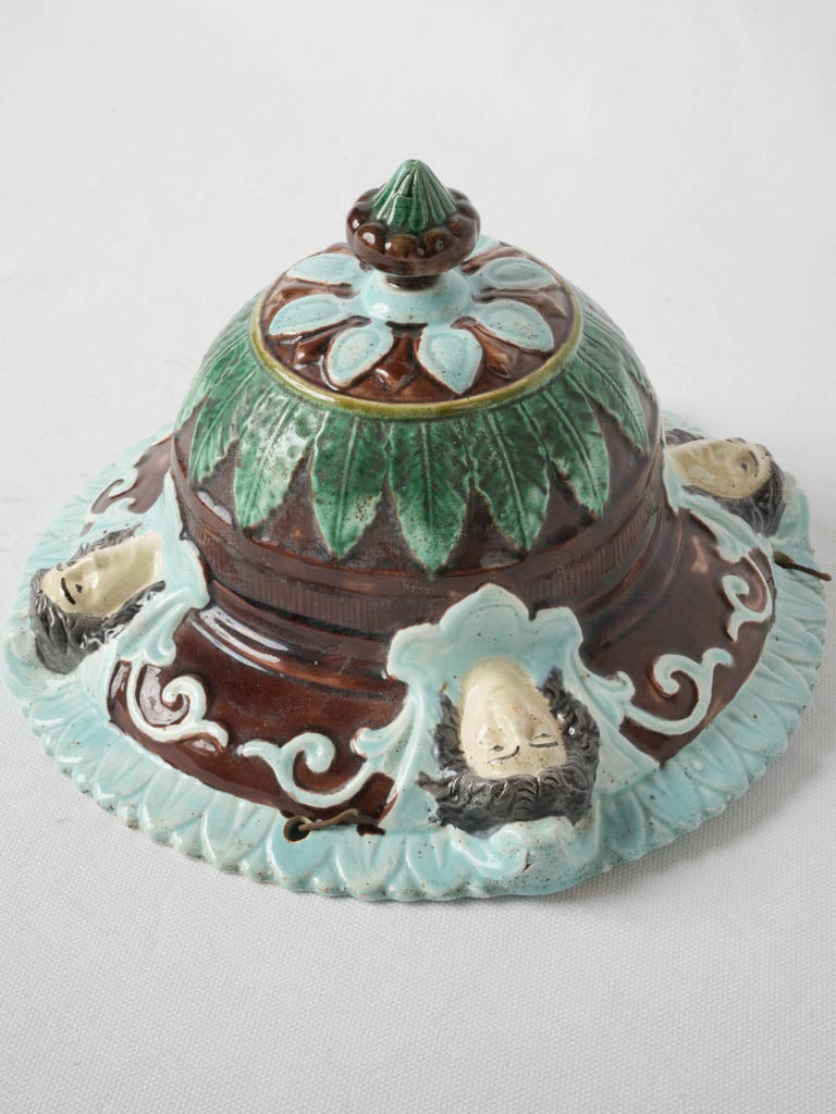 Beautiful French barbotine hanging jardiniere