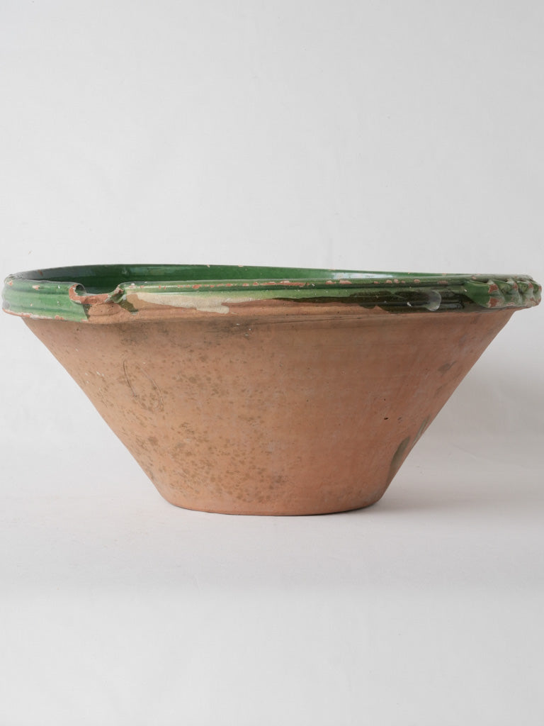 Antique green French terracotta mixing bowl