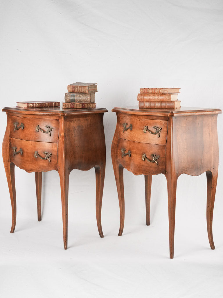 Pair Louis XV walnut nightstands 29½"