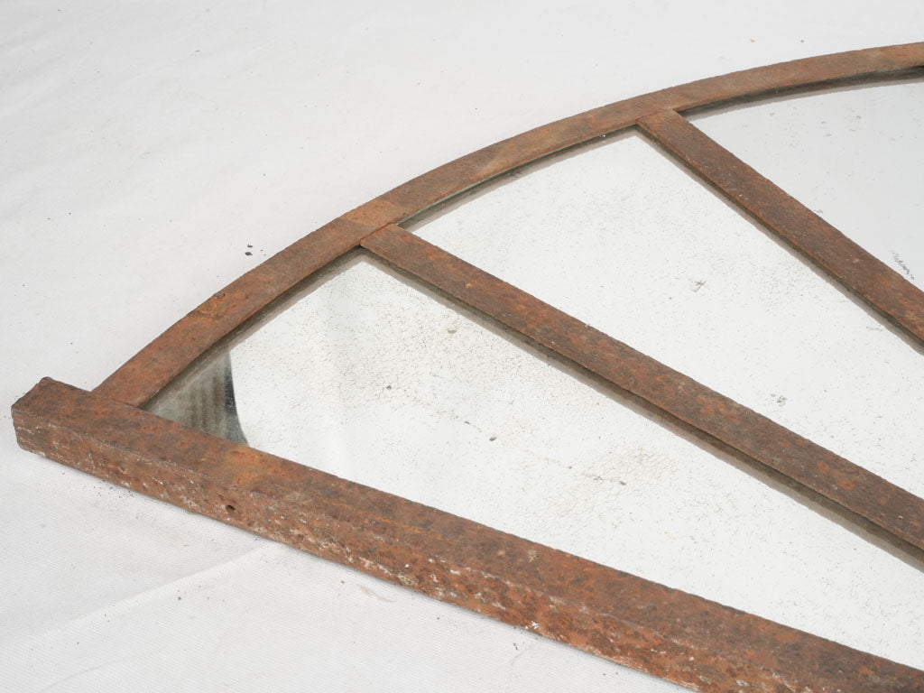 Distinctive iron frame transom mirror