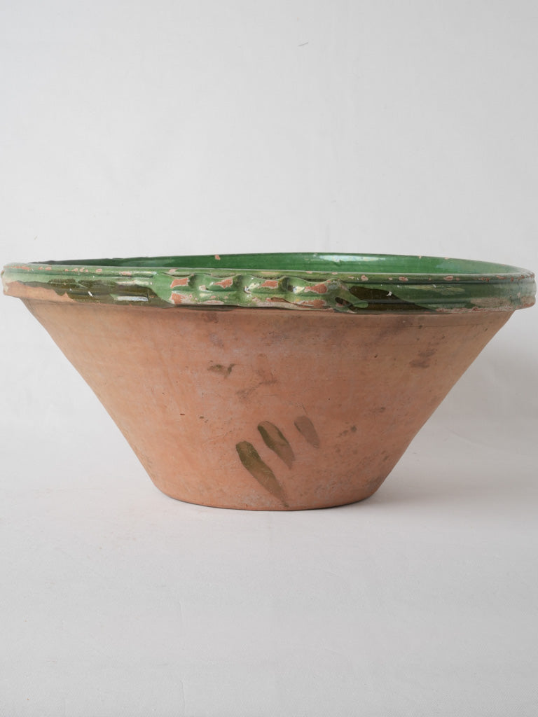 Vintage large French terracotta mixing bowl