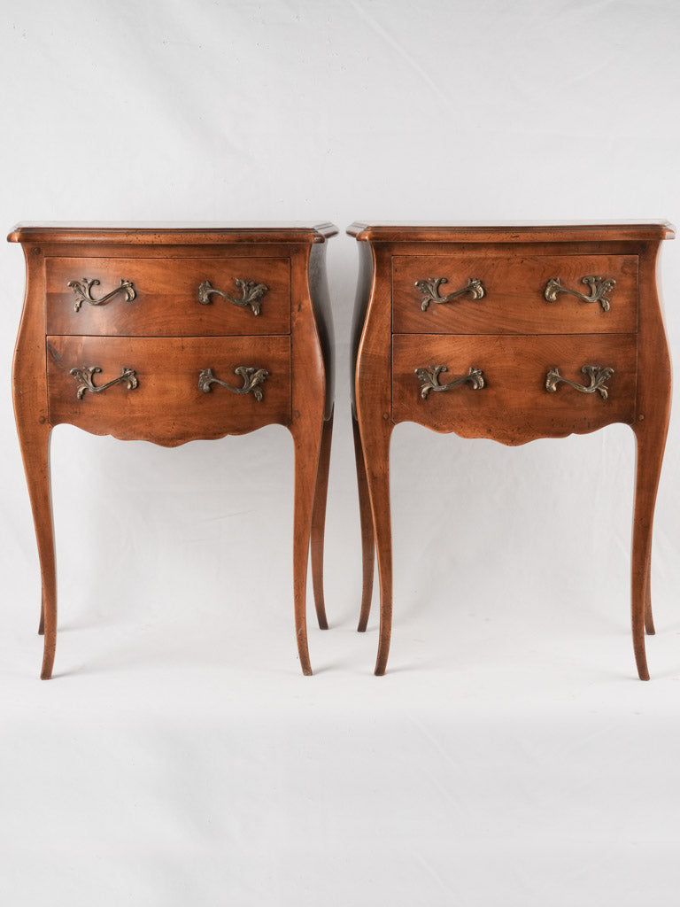 Pair Louis XV walnut nightstands 29½"