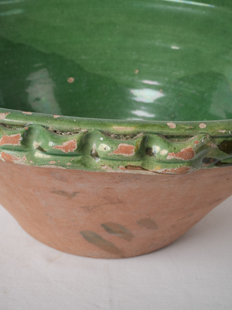 Vintage French green glazed terracotta jar