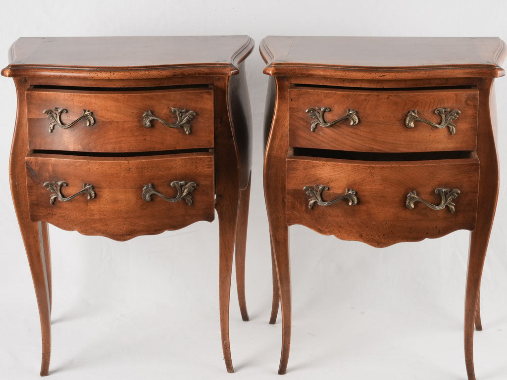 Pair Louis XV walnut nightstands 29½"
