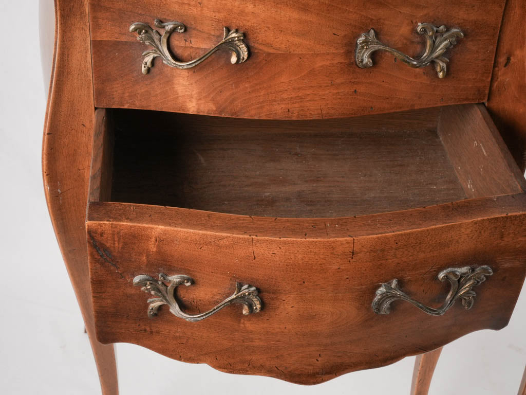Pair Louis XV walnut nightstands 29½"