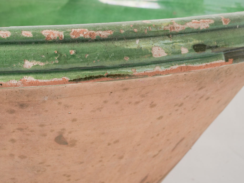 Beautiful antique green French terracotta bowl