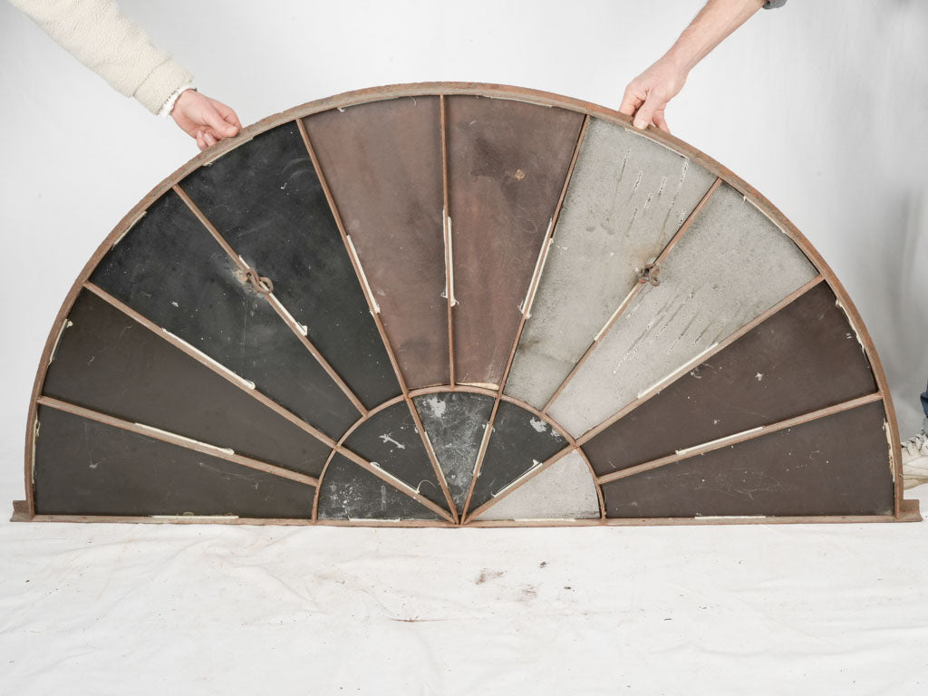 Elegant French industrial iron mirror