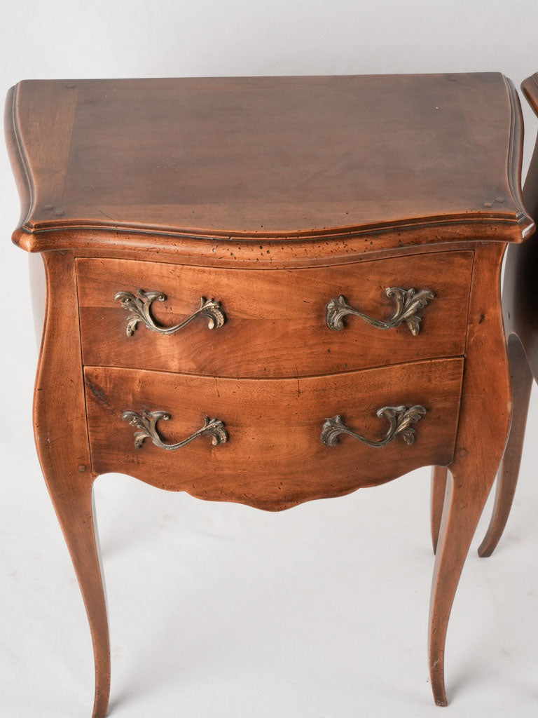 Pair Louis XV walnut nightstands 29½"