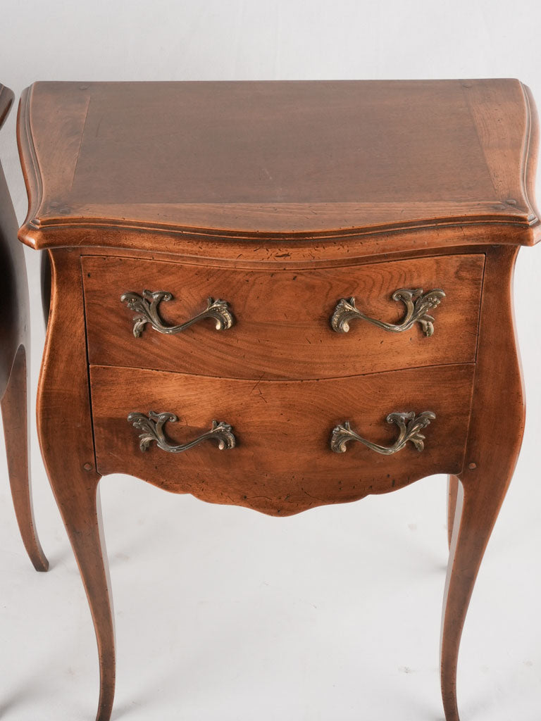 Pair Louis XV walnut nightstands 29½"