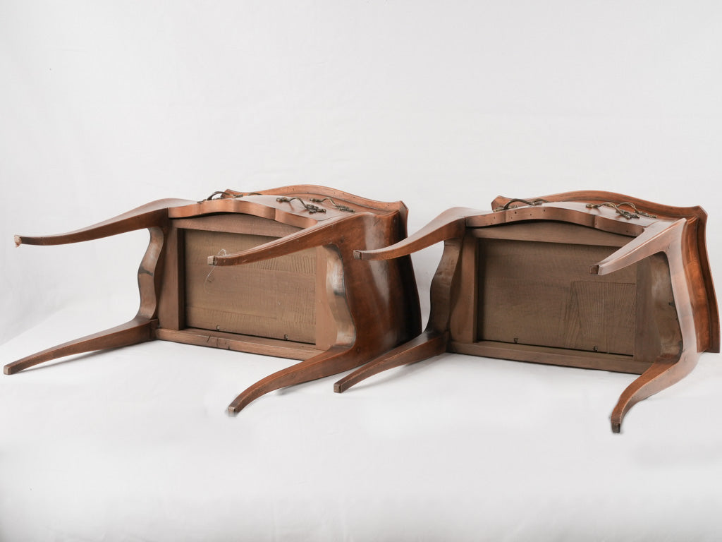 Pair Louis XV walnut nightstands 29½"