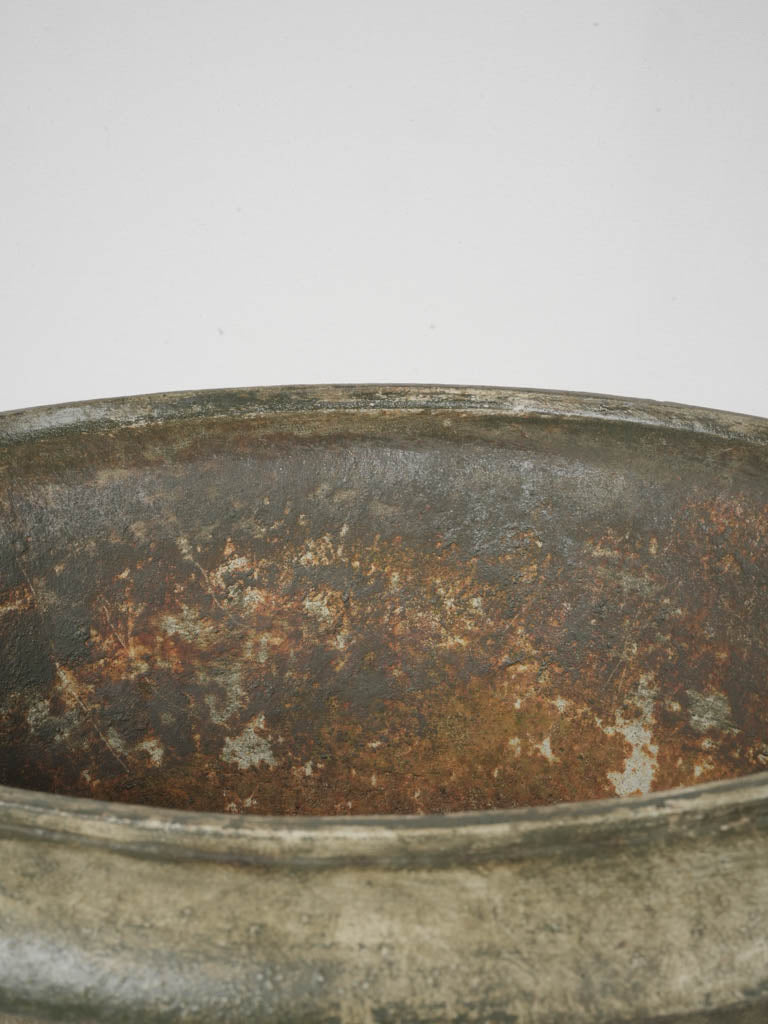 Durable oval iron garden urn