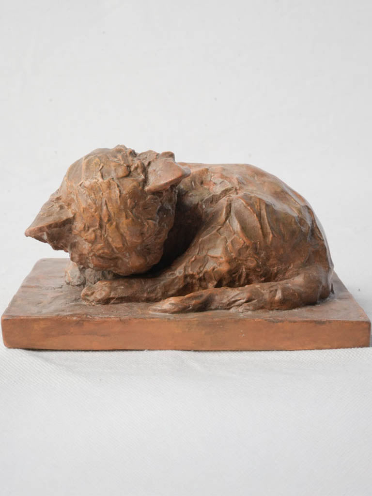 Petite charming terracotta cat sculpture