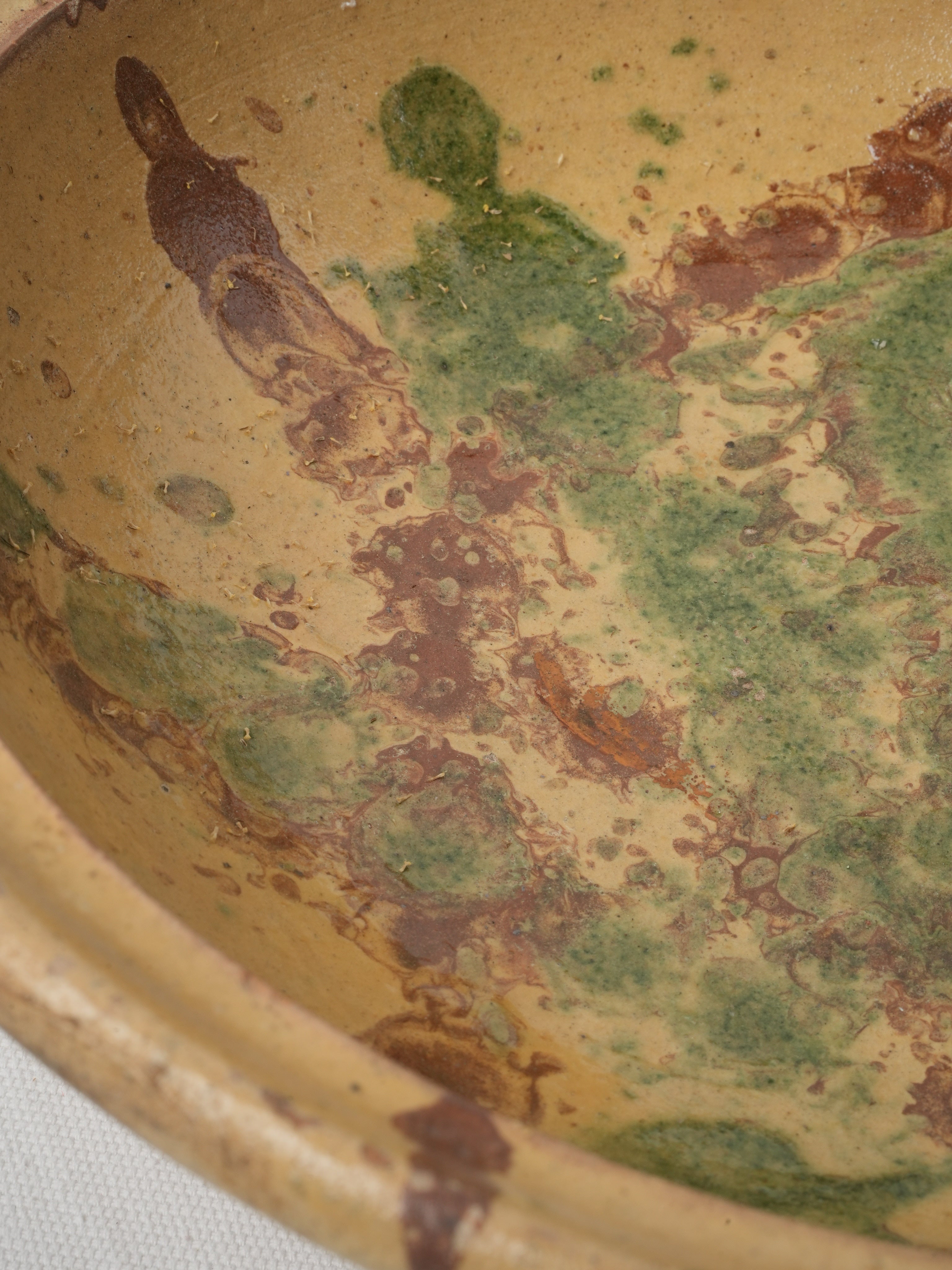 Organic swirling slip-glaze bowl