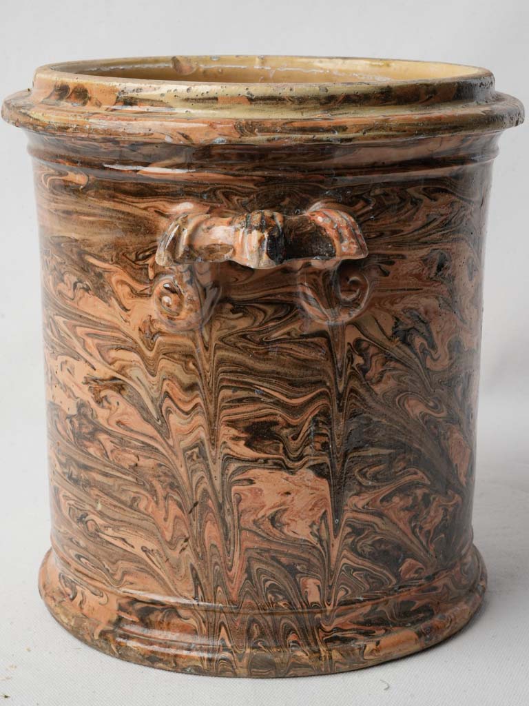 Late 19th-Century French Jaspé Glazed Terracotta Confit Pot - 11"